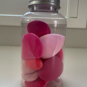 Vibrant Pink Makeup Sponge Collection in Jar